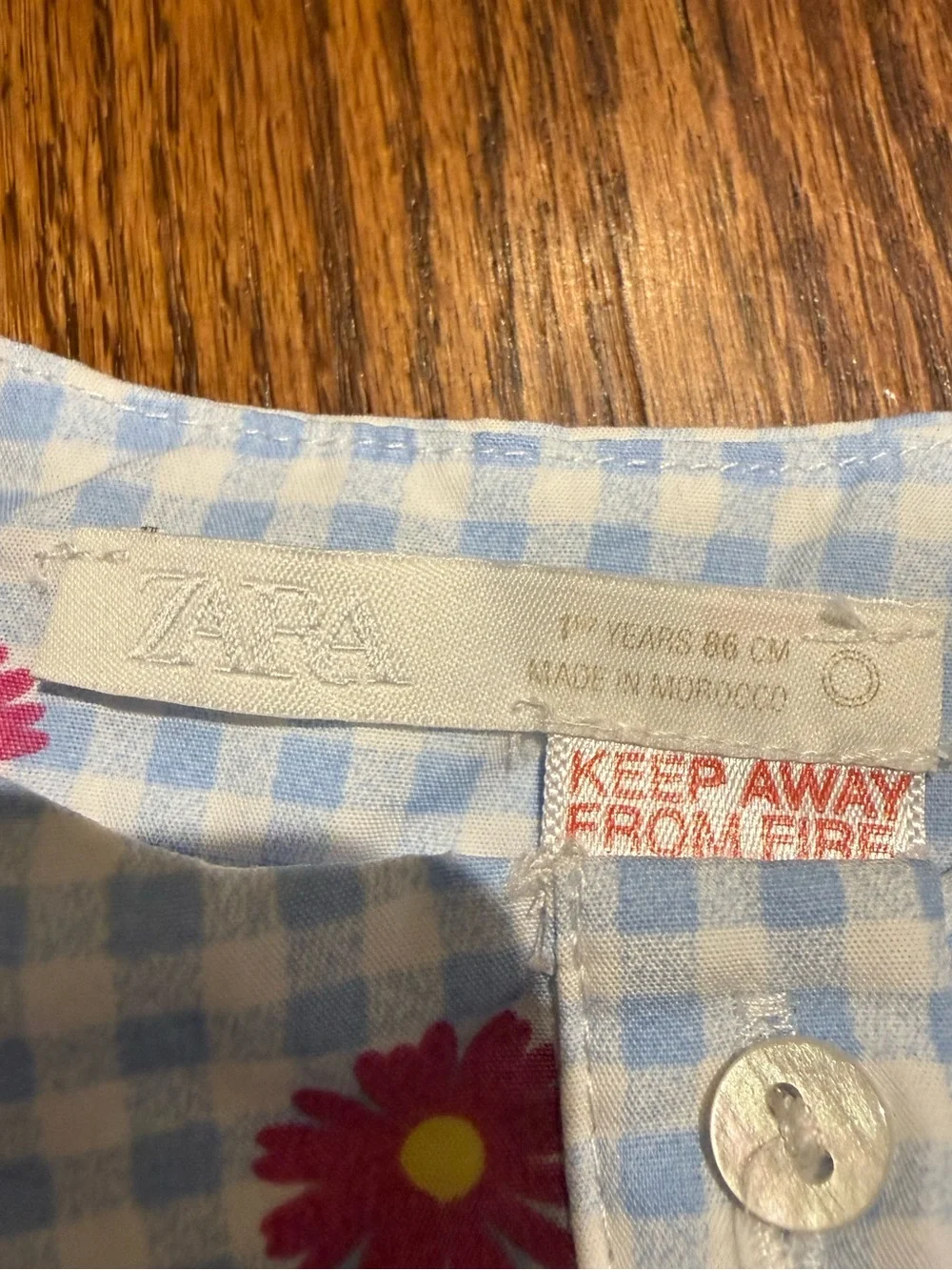 NWOT Zara Gingham Ruffle Collar Tank with Daisy 18 Months